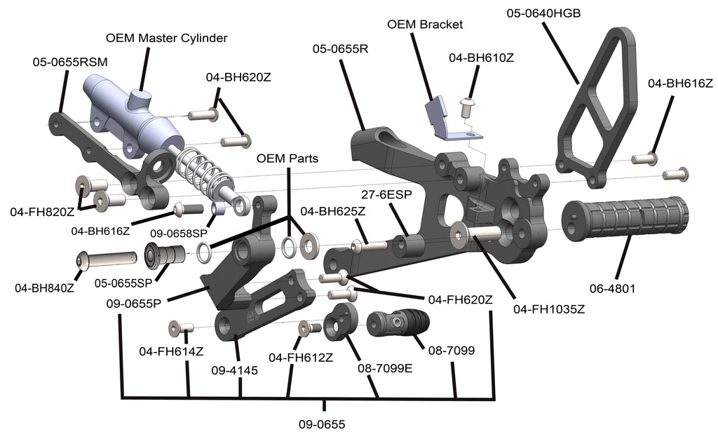 WOODCRAFT Ducati Streetfighter V4 Complete Rearset Kit